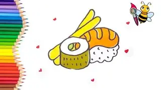 How to Draw and Colour Sushi Easily Step By Step for Kids
