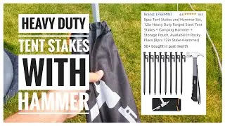 5 ⭐ Heavy Duty Tent Stakes With Hammer From Amazon