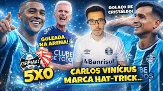 🔵 CARLOS VINÍCIUS FAZ HAT-TRICK E CRISTALDO BRILHA EM GOLEADA DO GRÊMIO POR 5X0 CONTRA O SÃO LUIZ.