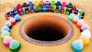 How To Make A Colorful Rainbow Monster EYE | Orbeez, Big Coca Cola, Fanta, sodas, Pepsi vs Mentos