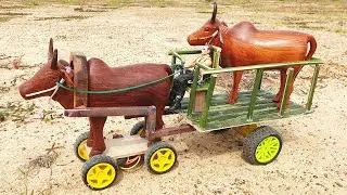 How To Make Mini Cow Bullock Cart From Bamboo With DC Motor