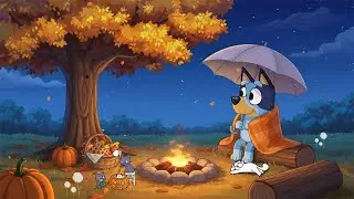 Bluey's Saturday Chill Lofi ⛺ Autumn Night Ambience & Campfire Relaxation Beats 🔥