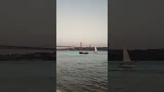 Sunset and boats in Tagus River | Rio Tejo | Lisboa | Portugal