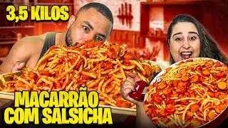 SUPER JANTAR DE MACARRÃO COM SALSICHA | RECEITA + DESAFIO CASAL NASCIMENTO