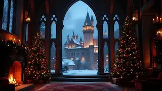 Gothic Christmas Evening in a Transylvanian Castle 🎄🏰 Cozy Fireplace & Snowy Ambience