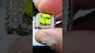 Natural Peridot 2,32ct Color Green Cushion Checkerboard NTD Origin Burma