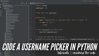 HOW TO CODE A USERNAME PICKER IN PYTHON! beginner python project | Cracking the Code