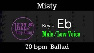 Misty - with Intro + Lyrics in Eb (Male) - Jazz Sing-Along