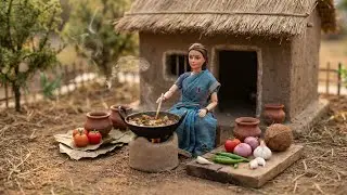Miniature Doll Aloo Tikki Cooking ASMR | Indian Village Tiny Kitchen Story