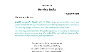 Hunting Snake by Judith Wright | Summary, Analysis & Explanation in Bengali #wbbse #wbchse 