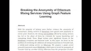 Breaking the Anonymity of Ethereum Mixing Services Using Graph Feature Learning