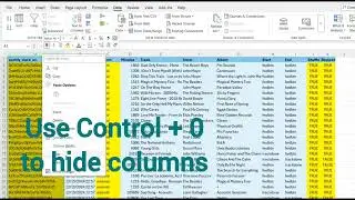 Excel Keyboard Shortcut - Control+0 to Hide Columns #excel #data #college #exam #work