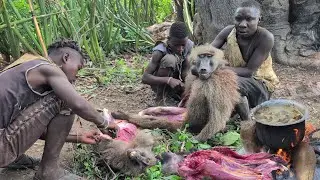 From the hunt to the fire—Hadza hunters preparing a delicious traditional lunch. 🏹🔥