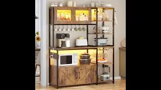 Itaar Bakers Rack with Power Outlet and LED Light Build