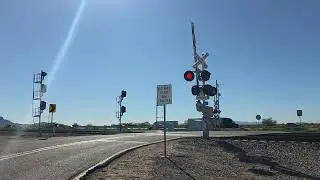 NS LEAD! NS 1155 Leads UP Intermodal Train Westbound, Picacho Blvd Railroad Crossing, Eloy, AZ