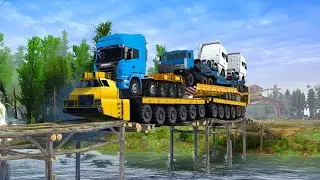 Most DANGEROUS Truck Load Ever: Crossing a Collapsing River Bridge! | Spintires Mudrunner