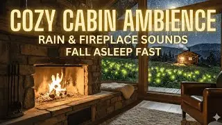 Cozy Cabin Ambience with Heavy Rain & Fireplace Sounds | Relaxing Rain on Window for Sleep & Study