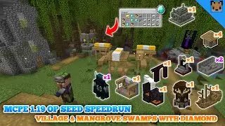Minecraft PE 1.19 Op Seed Speedrun - Village & Mangrove swamp with Diamond / 2 Stronghold & Other!!