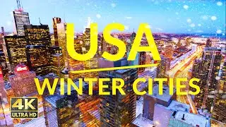 Winter Cities of USA ❄️ Snowy Streets | Relaxing 4K