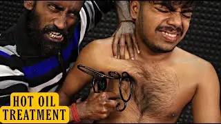 Hot Oil Body Massage & Pain Relief Treatment | Head Massage & Neck Cracking | Spine Cracking | ASMR