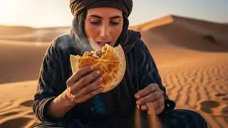 Medfouna Berber Pizza in Sahara Desert | Ancient Nomad Bread Cooking | Desert Food