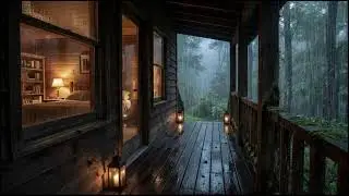 Calming Rain Sounds in a Cozy Forest Cabin 🌧 Night Rain for Deep Restful Sleep
