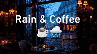 Cozy Rain ☕🌧️ | Relaxing Paris Cafe Ambience | Night Rain Sounds