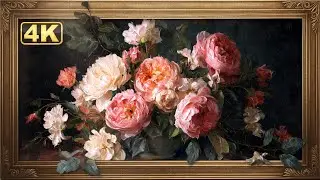 Dark Academia Floral Still Life | Vintage Oil Painting Screensaver 4K Moody Ambience