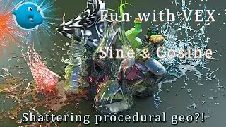 SideFX Houdini - Fun with VEX - Sine&Cosine - shattering procedural geo