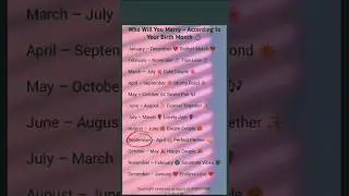 Your Perfect Partner 💍💖 According to Birth Month 💫🥳