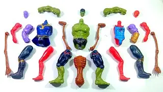 ASSEMBLE AVENGERS TOYS..HULK SMASH vs THANOS vs SPIDER HODHI vs SIREN HEAD.. 
