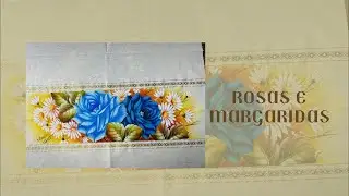 Como pintar rosas e margaridas no tecido catita gold da estilotex