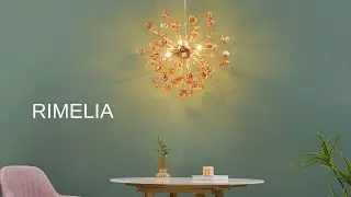 Suspension d&eacute;corative m&eacute;tal dor&eacute; et verre ambr&eacute; - Rimelia