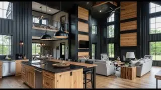 Stunning Black Barndominium Home with Wood Accents | Modern Rustic Dream House Design