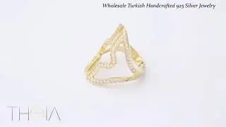 Clear Zircon Stone Unique Design Cluster Adjustable Ring Turkish 925 Sterling Silver Jewelry