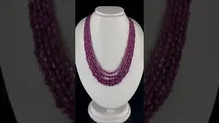 Natural Unheated Ruby Beaded Necklace 5 Line 586 Carats Drilled Gemstone String