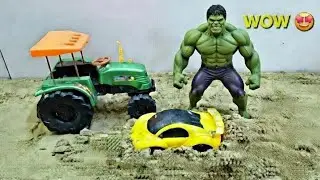 Hulk Rescues Cars & Hidden Toys in Sand with Big Tractor! 😲🚜