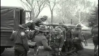 Soldiers gather as Martial law is imposed in Le Mars, Iowa. HD Stock Footage
