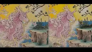 Live Gel pen glycerin painting the Kirin in Mythomorphia coloring book