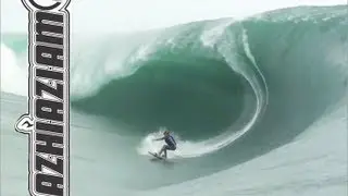 Julian Wilson on a tow bomb in Tahiti.