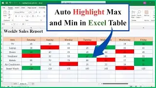 Auto Highlight Min and Max Values in Excel Table | Conditional Formatting Tutorial