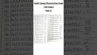 Hindi Typing Shortcut Key [ Alt Code ]#Shortcut #Keys #Computer #AltCode #hindityping #typing Part-3