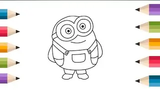 Funny Minion Holding Banana Drawing, Painting & Colouring for Kids and Toddlers_ Kids Art  🎨🎨🎨