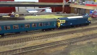 The B.M.Rly.S on OO Gauge Layout - Southern Region's Push-Pull Train is Class 33 & Class 438.