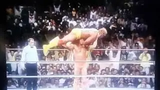 Ultimate Warrior gorilla press slam from another angle (Hulk Hogan).