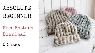 Easy Crochet Ribbed Beanie Tutorial for Beginners - Free Pattern Download Included!