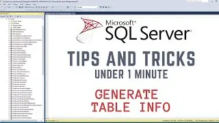 Generate table informations in SQL SERVER MANAGEMENT STUDIO #SQL #sqlserver #database #dba #data