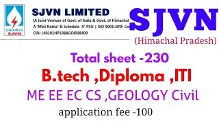 SJVN limited -2018-19 -For b.tech ,Diploma ,ITI -TOTAL SHEETS -200