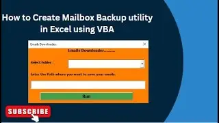 How to Create Mailbox Backup utility in Excel using VBA. #EXCEL #VBA and #SQL