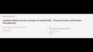 Antimicrobial Activity of Some Essential Oils&mdash;Present Status and Future Perspectives | RTCL.TV